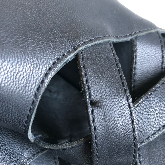 ANTHROPOLOGIE GEE WAWA Black Leather Shalma Heeled Sandals 9 - Picture 6 of 7